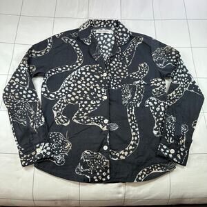 Desmond & Dempsey Pajama Top Womens Small Black Jag Double the Comfort Jaguar